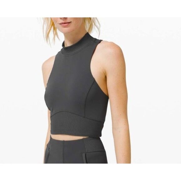 NWT Lululemon Train Free Crop Tank Graphite Grey 4 Activewear NEW - Picture 4 of 9